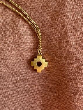 14k Gold Andean Cross Necklace (Chakana Pendant, Peru)